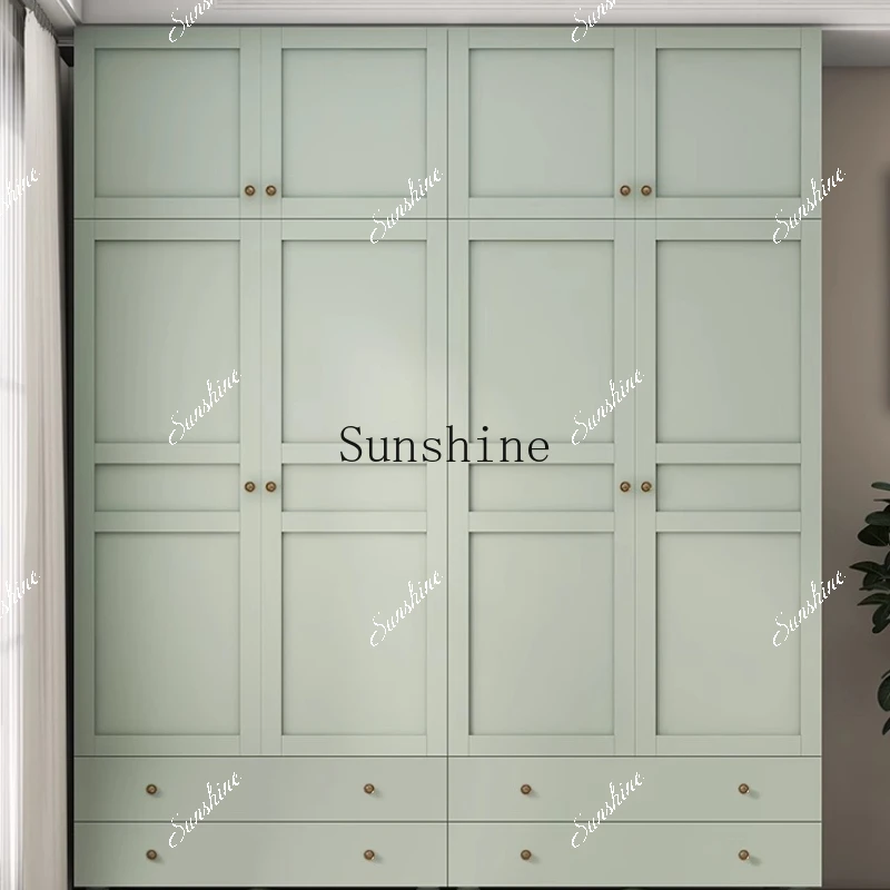 Green simple solid color small apartment bedroom clothes and hats two doors clothing cabinet assembly  FT