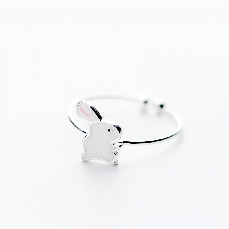 Radish Rabbit Cute Gift 925 Sterling Silver Temperament Female Trendy Resizable Opening Rings RI021