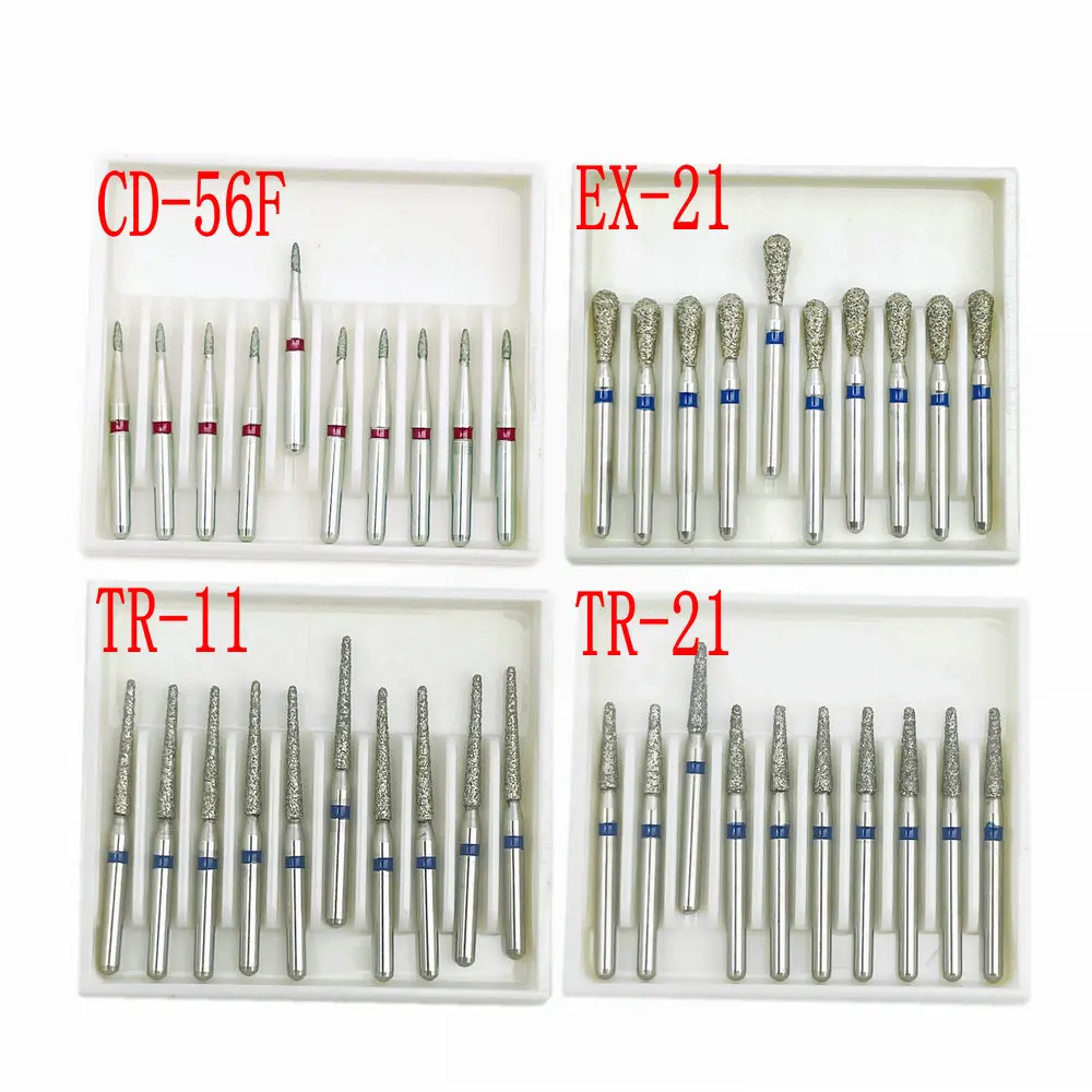 10 adet/paket Dental elmas uç matkap FG elmas 1.6mm Shank için yüksek hızlı el aleti Burs diş hekimi araçları