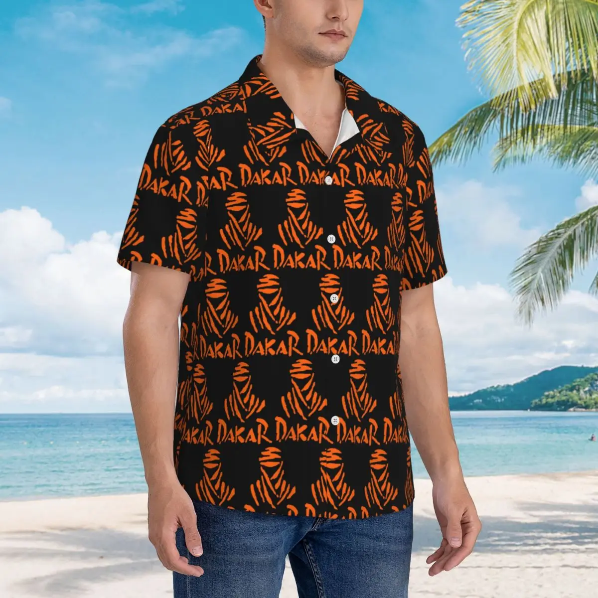 

Dakar Rally Motorcycle Hawaiian Shirts Funny Men Short Sleeve Shirt for Summer Beach Men's Button Tops