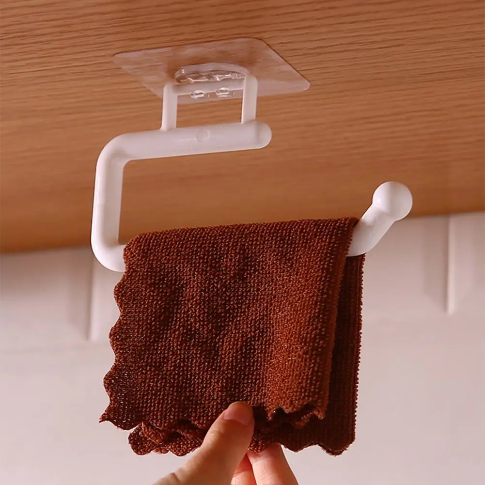 Roll Paper Rack Paper Towel Holder Wall Mounted Roll Paper Holder Storage Rack with Strong Adhesive Plastic Film for Kitchen