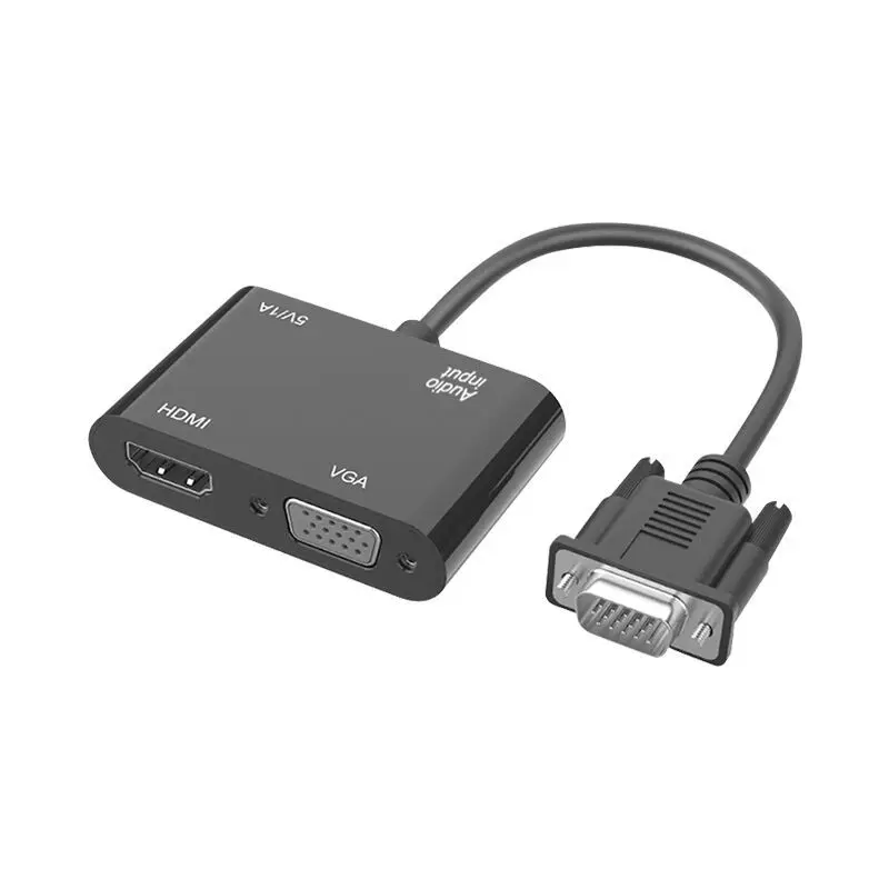 VGA to VGA Female HDMI-Compatible Adapter Splitter with 3.5mm Audio Converter Support Dual Display for Projector HDMI-Compatible