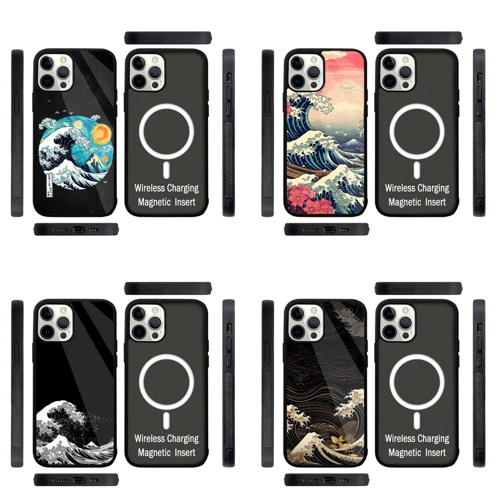 Great Wave Kanagawa Phone Case Strong Magnetic For IPhone 15,14,13,Pro,Max,Plus,11,12,Mini For Magsafe Wireless Charging