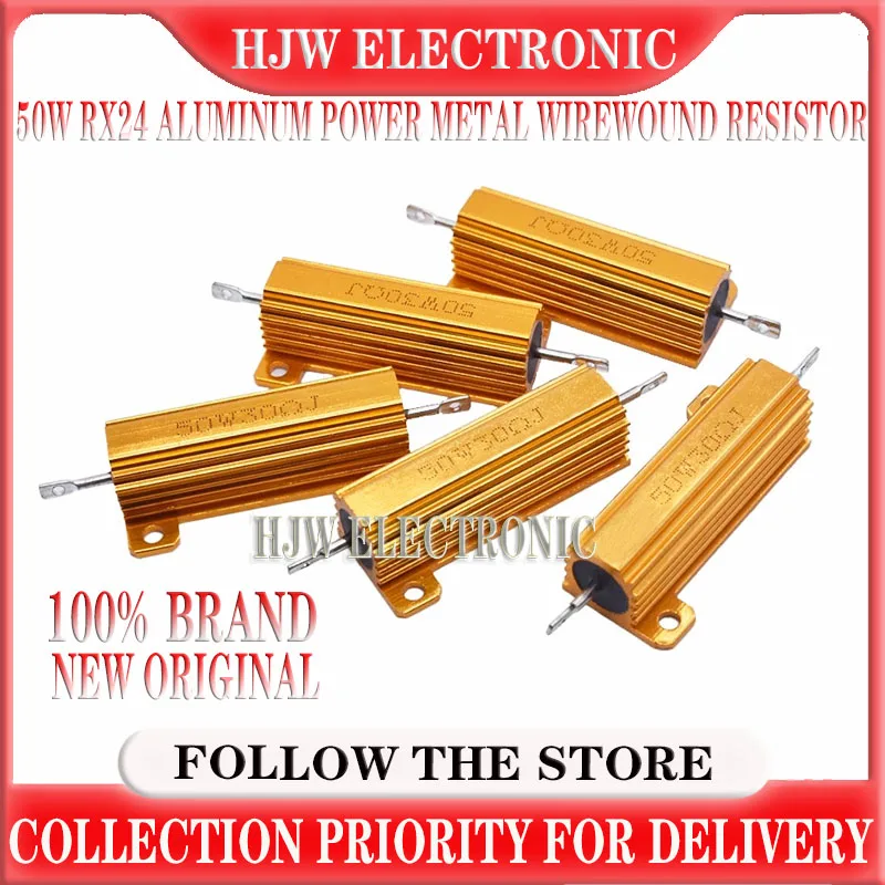 50w Rx24 Aluminum Power Metal Wirewound Resistor 0.01 ~ 100k 1k 10k 0.1 0.5 1 1.5 2 6 8 10 20 100 150 200 300 500 Ohm