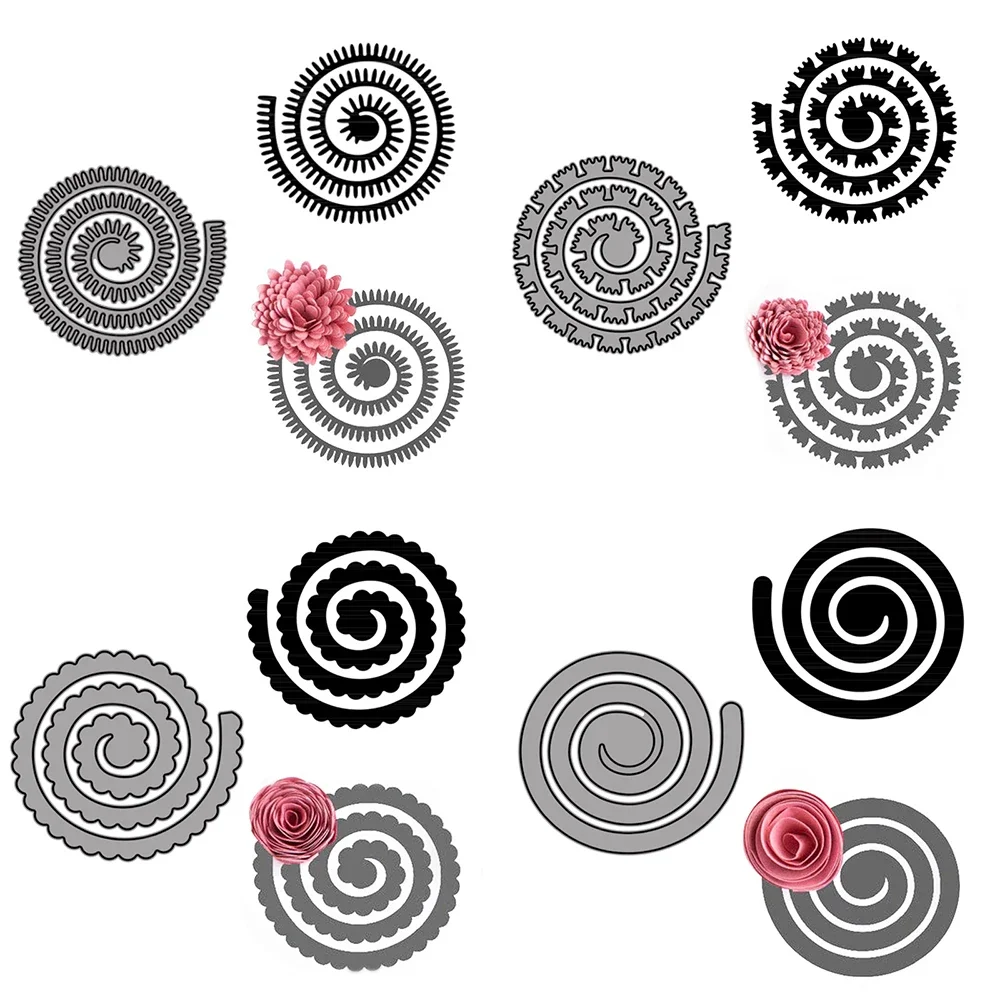 24 Styles Spiral Flower Metal Cutting Dies Scrapbook Embossing Circle Die Cuts Photo Album Cutter Paper DIY Craft Cutting Die