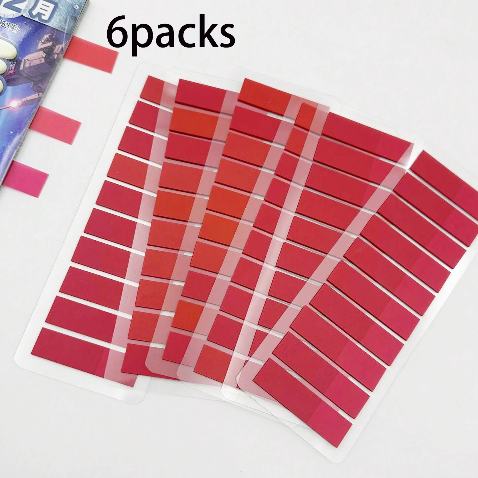 6 Packs Colorful Index Strips, Transparent Self-Adhesive Page Tabs, Writable Memo Labels for Journaling, Study & Office Supplies