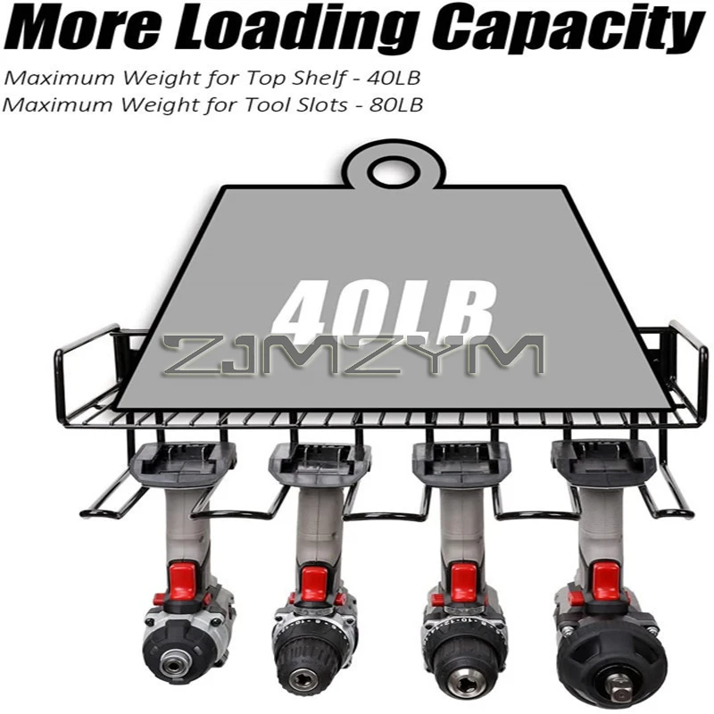 Imagem -02 - Montado na Parede Rack Ferramenta Elétrica Organizador de Broca Elétrica Prateleira de Armazenamento de Garagem Suporte de Broca Ferramenta de Mão Organização Acessórios