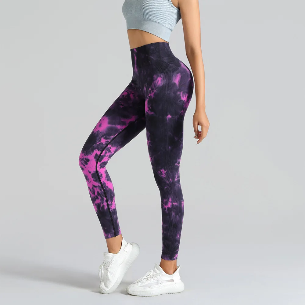 Tie Dye Printed Yoga Pants Female Sports Running Tight Pants Seamless Leggings Women Clothing Push Up Gym Fitness Workout Tights