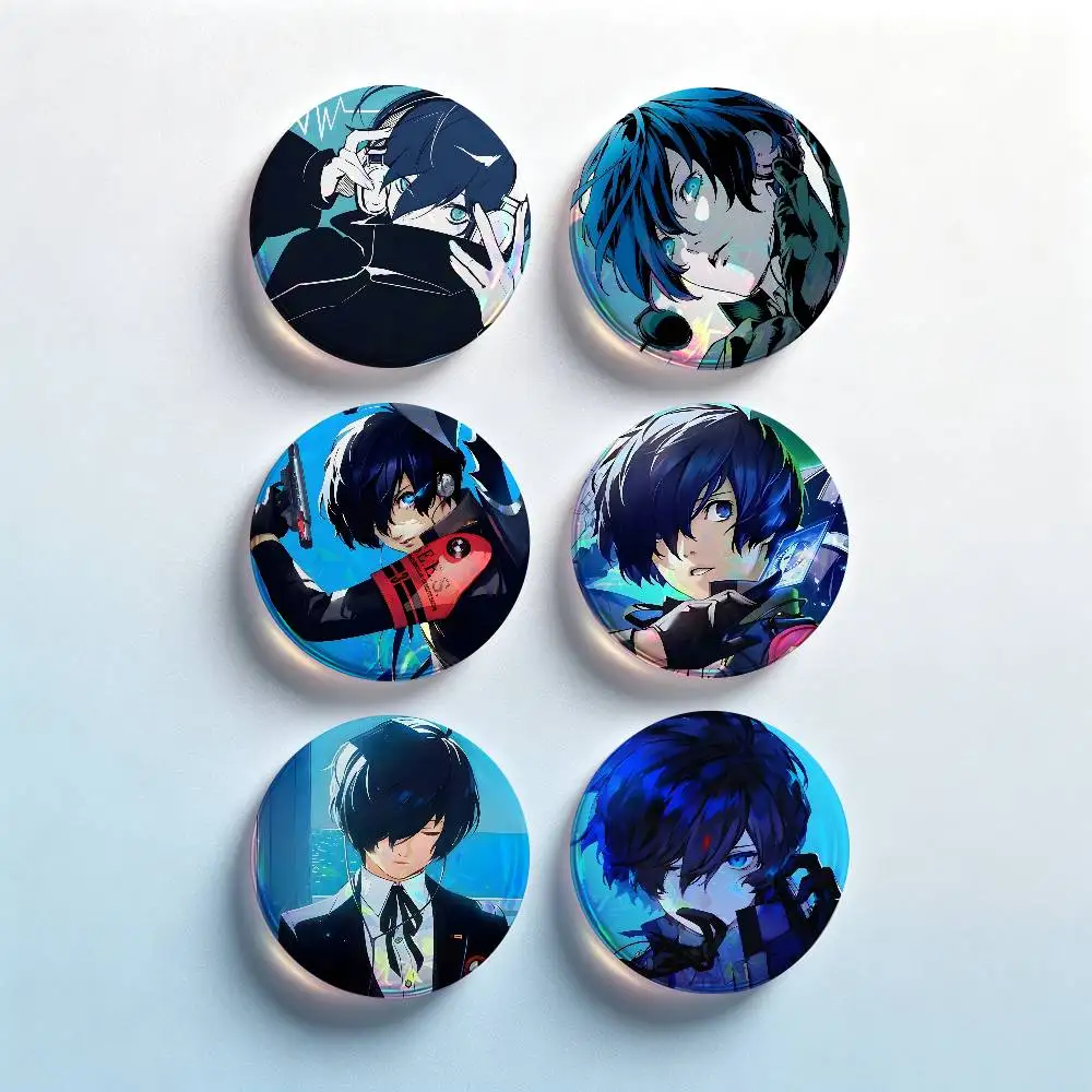 M-Makoto Y-Yuki Persona 3 2 Pieces Badge Set Icons Badges Creative Meme Figure Round Tinplate Brooch Bag Clothes Accessories
