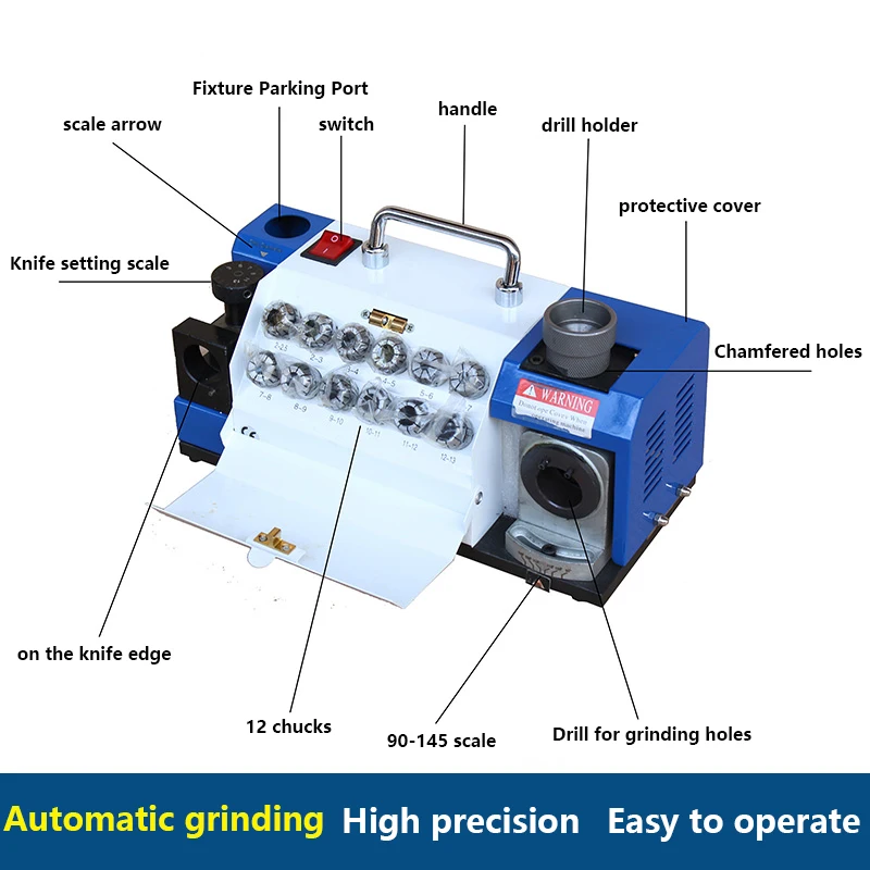 5300RPM Portable Electric Drill Bit Grinder 220V/110W Automatic High-Precision Integrated Drill Bit Sharpener/Grinder