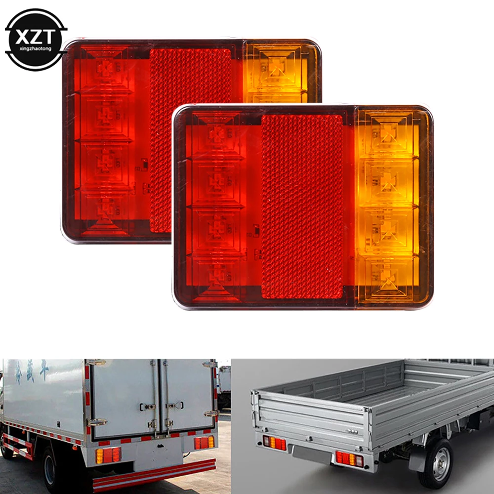 

2Pcs Waterproof 8 LED Tail Lights Rear Lamps Pair Boat Trailer 12V/24V Rear Parts For Truck Vans ATV Lorry Caravans Car Lighting