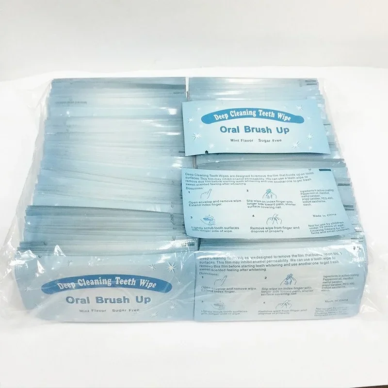 100pcs Deep Cleaning Teeth Wipes Teeth Whitening Aid Dental  Brush Up Finger Wipe Tooth Cleaning Oral Hygiene Care Tool