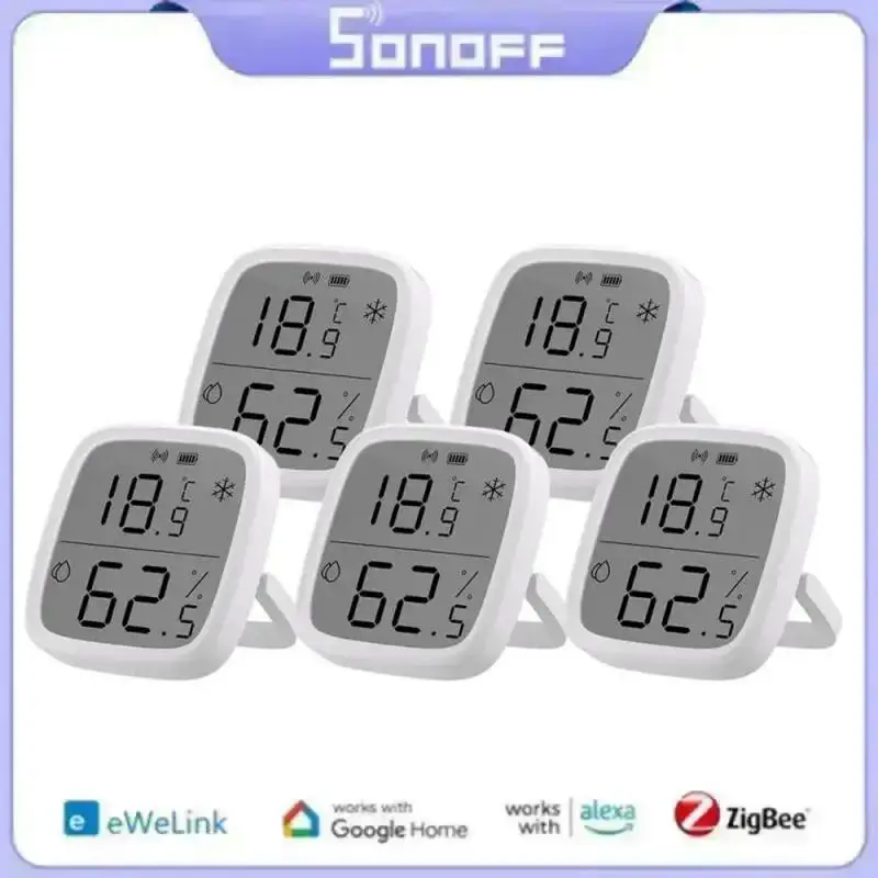 

Умный датчик температуры и влажности SONOFF SNZB-02D Zigbee с ЖК-экраном, удаленный мониторинг в режиме реального времени для Alexa Google Home Ewelink