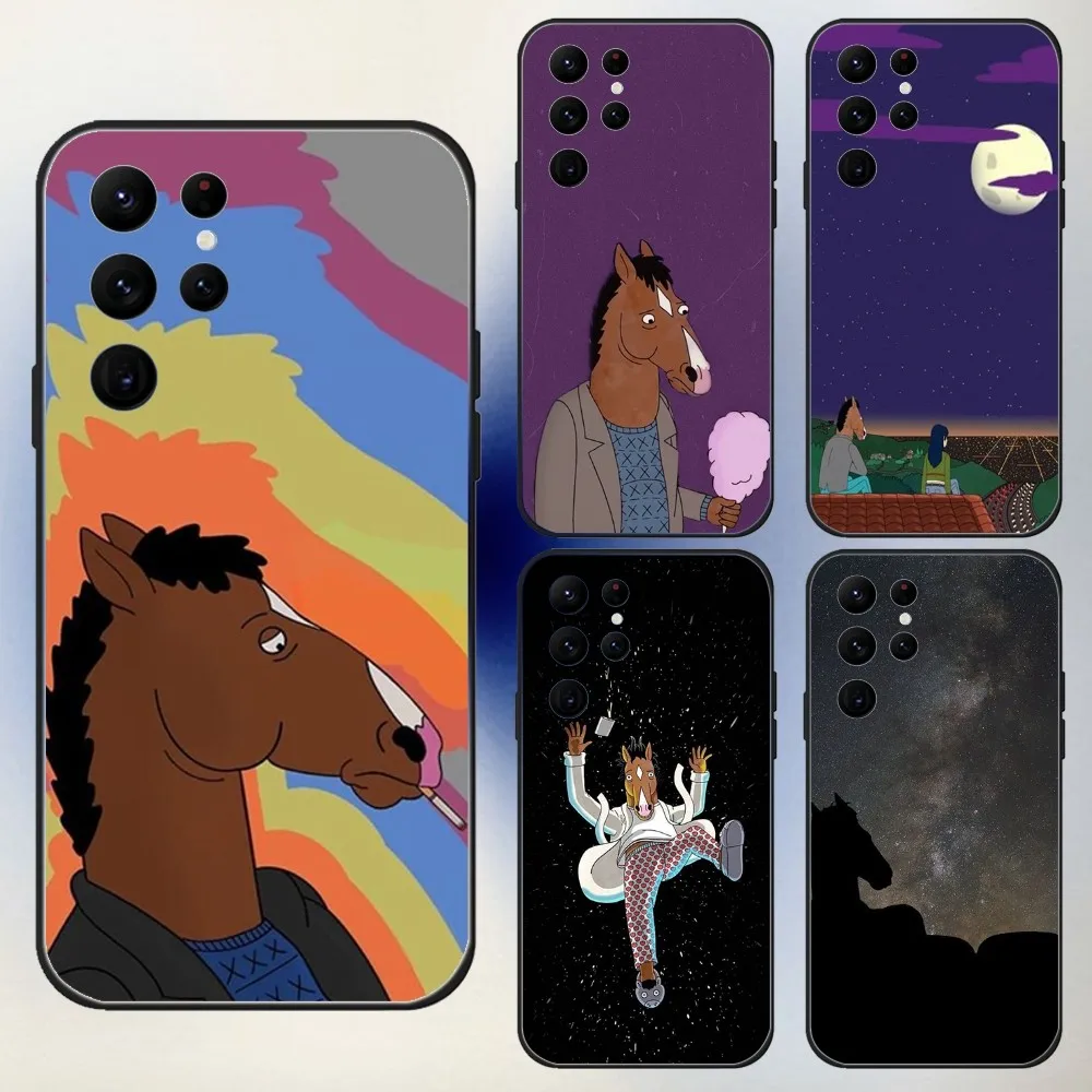 B-BoJack Horsemans Phone Case For Samsung S24,23,22,30,21,10,9,Ultra,Plus,Lite,FE,5G Black Soft Case