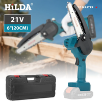 HILDA 4/6 Inch Mini Li-Ion Electric Chainsaw One Hand Portable Electric Saw Fit 21V Makita Battery (No Battery)