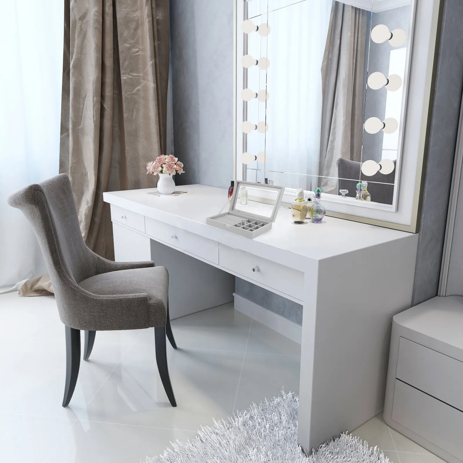 

Фланелевая шкатулка для украшений (1 шт.), стильный износостойкий футляр для демонстрации колец, серег, подвесок, для организации хранения у кровати, подарок