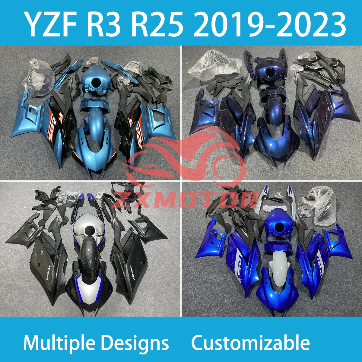 Cool Fairing Set YZFR3 R25 19 20 21 22 23 ABS Plastic Fairings Kit Motorcycle Cowling for YAMAHA YZF R3 2019 2020 2021 2022 New