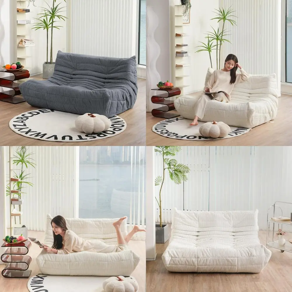 

Mid-Century Style Twin Sofa, Armless Loveseat, Premium Corduroy Lounge Chair, Foam Accent Seating