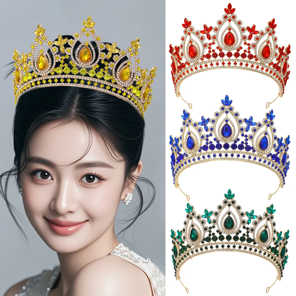 الفاخرة الراقية كريستال تاج خوذة الملكي الملكة الزفاف تيارا مأدبة غطاء الرأس حزب ثوب مجوهرات إكسسوارات الشعر
