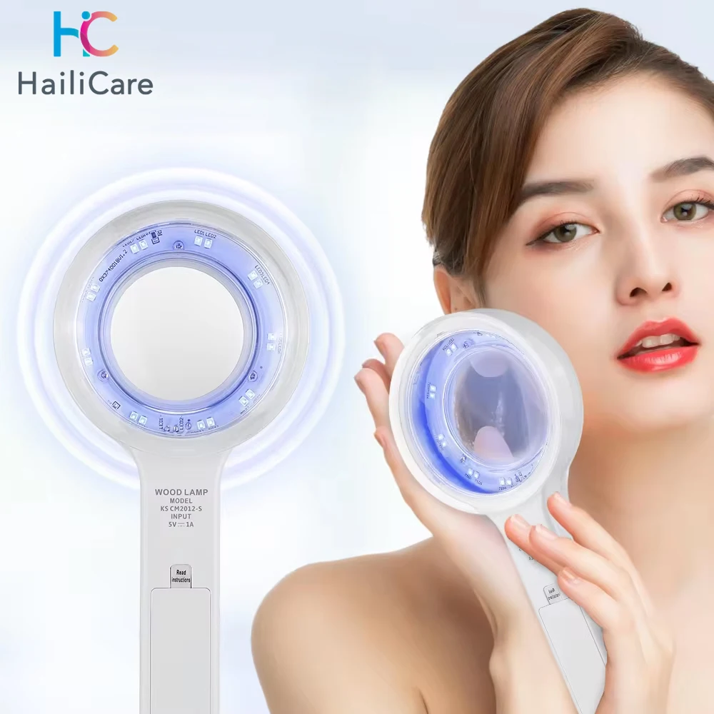 وودز مصباح الجلد محلل المحمولة صالون الوجه محلل التجميل الأشعة فوق البنفسجية مصباح الخشب أمراض الجلد لتحليل فحص الاختبار #2
