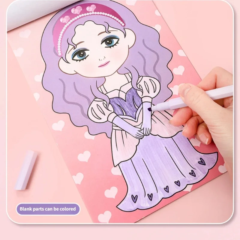 Nuevo juguete Montessori de princesa para niñas, pegatina de vestir, libro para colorear con grafiti, juguete de dibujo para niños, juguete educativo de pintura DIY