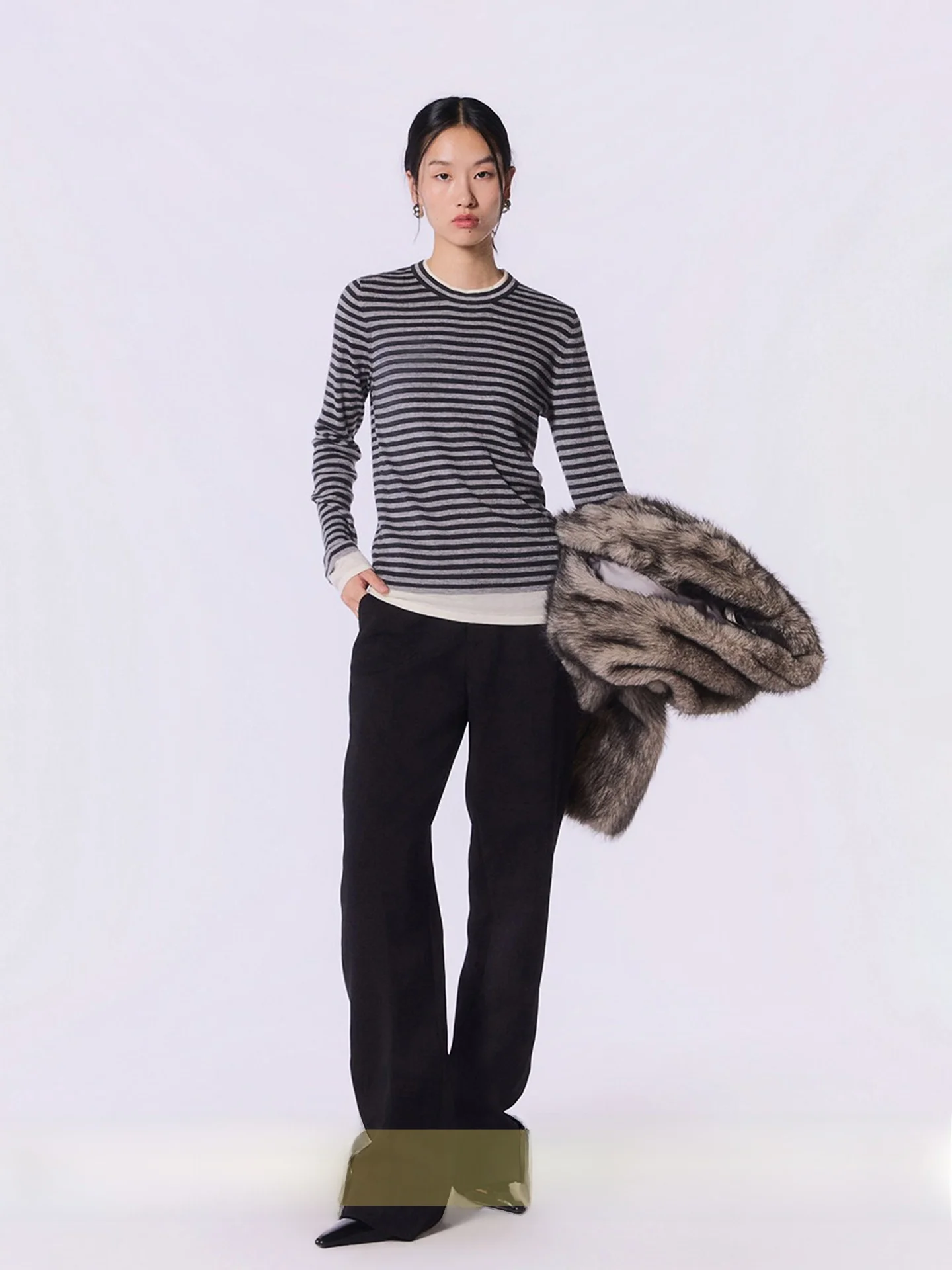 

Slim Straight Leg Suit Pants for Women in Black Casual High Waist Trousers Versatile Floor Length Online Exclusive Business C...