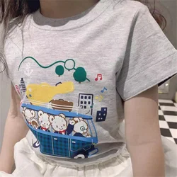 new children's short-sleeved T-shirt bus boys and girls print shirt top casual