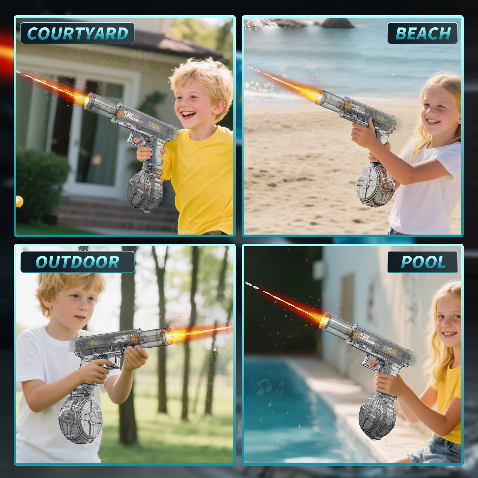 Pistolas de agua eléctricas para niños, juguetes de verano para exteriores, juegos de piscina y playa, pistola de agua Led automática portátil de alta potencia, juguete para regalo para niños