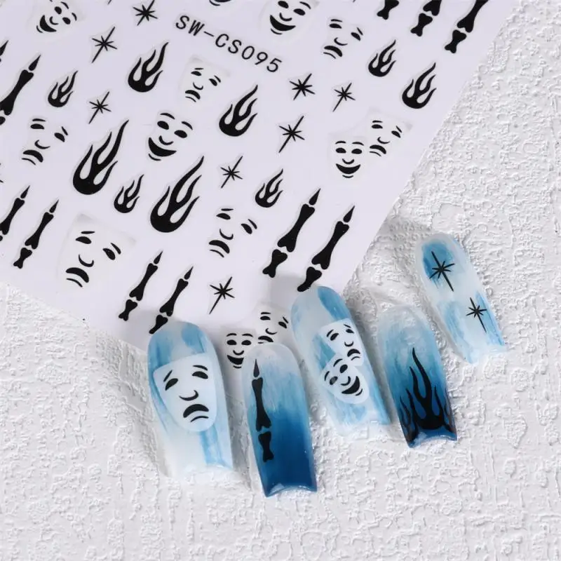 10/3/1PCS Halloween Pattern Nail Art Stickers Non-standard Abstract Mask Nail Art Streamer Nail Stickers