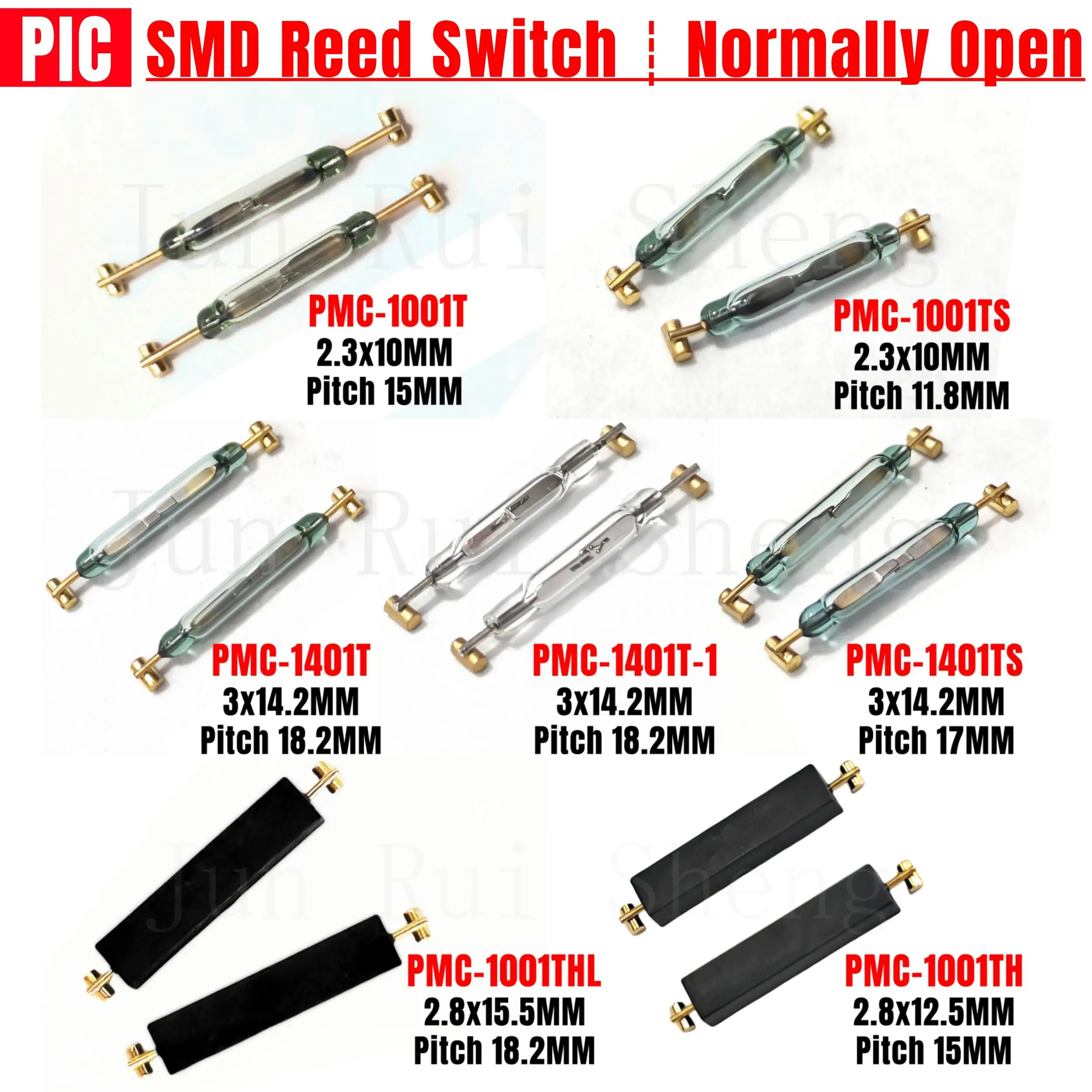 10PCS Original PIC Plastic SMD Reed Contact Switch Normally Open N/O 10MM 12.5MM 14.2MM 15.5MM Magnetic Control inductive Sensor
