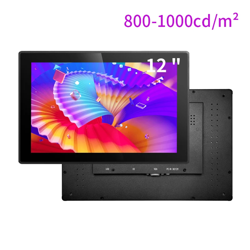 

Front Panel Wterproof 12.1 Inch 1280*800 Widescreen Outdoor 1000Nits Touch Screen Monitor Open Frame LCD Display HDMI/VGA/USB