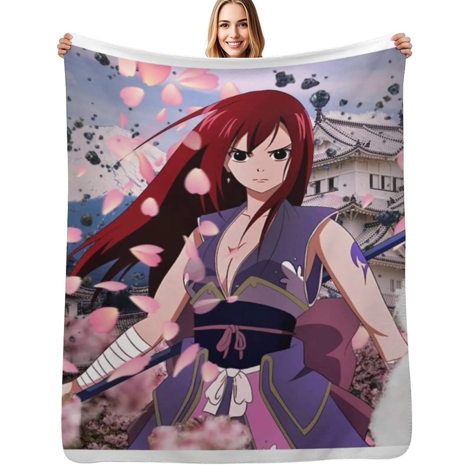 

Erza Scarlet Throw Blanket Luxury Brand Personalized Gift Plaid on the sofa For Decorative Sofa Blankets