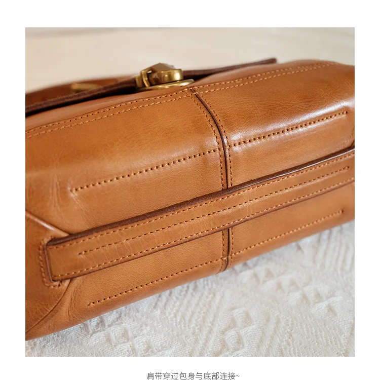 Wochenend-Outdoor-Tagesparty, echtes Leder, kleine Damen-Umhängetasche, Vintage-Designer-Handtasche aus handgefertigtem Rindsleder – Detail 14