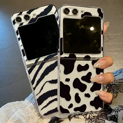 For Samsung Galaxy Z Flip7 FE Flip5 Z Flip4 Z Flip6 Case Stripe Pattern Shockproof Clear Folding Hard Cover For Samsung Z Flip 3