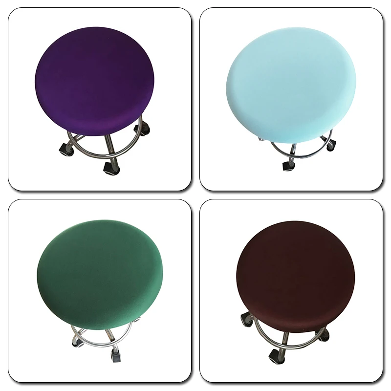 Round Chair Cover Bar Stool Cover Elastic Seat Cover Home Chair Slipcover Solid Colors Home Dining Chair Office Chair