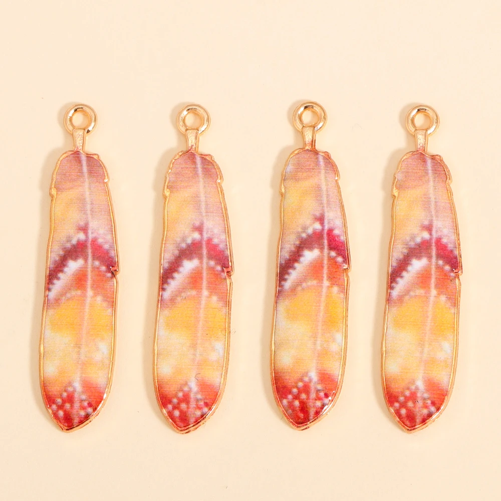 10Pcs New Enamel Alloy Charm Bohemian Ethnic Style Colorful Feather Pendant For DIY Jewelry Making Findings Crafting Accessory image 6