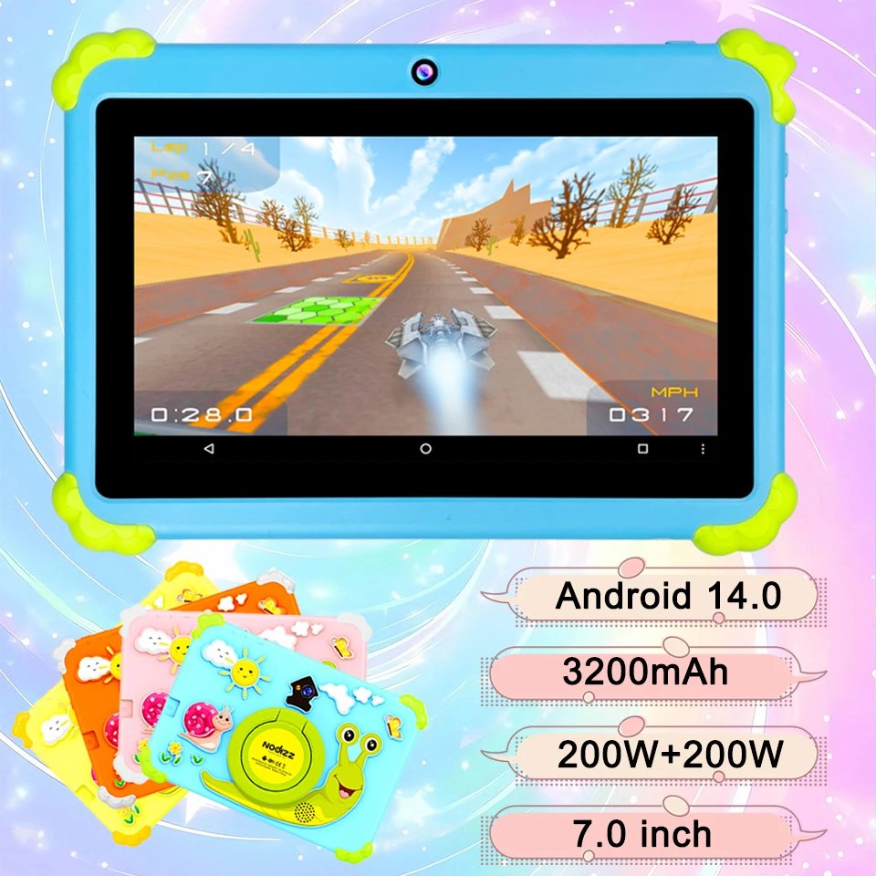 

Новый детский планшет с мультяшным узором, 7 дюймов, 4 ГБ ОЗУ, 128 ГБ ПЗУ, Android, обучающие детские подарки, образовательные игры, планшеты, Android 14,0