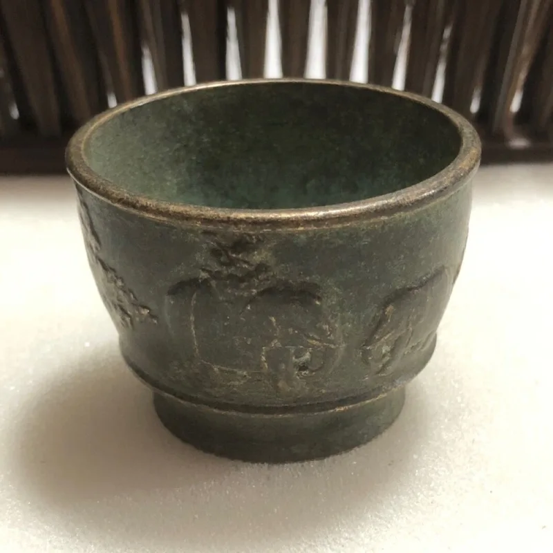 Antique Collectibles: White Silver-Plated , Copper Wine Cup, Craft Ornament
