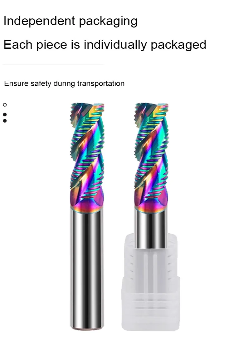 Azzkor bunte Beschichtung hrc60 3-Flöten-Rohfräser Wolfram stahl karbid für Aluminium-CNC-Bearbeitung Schaft fräser – Detail 3