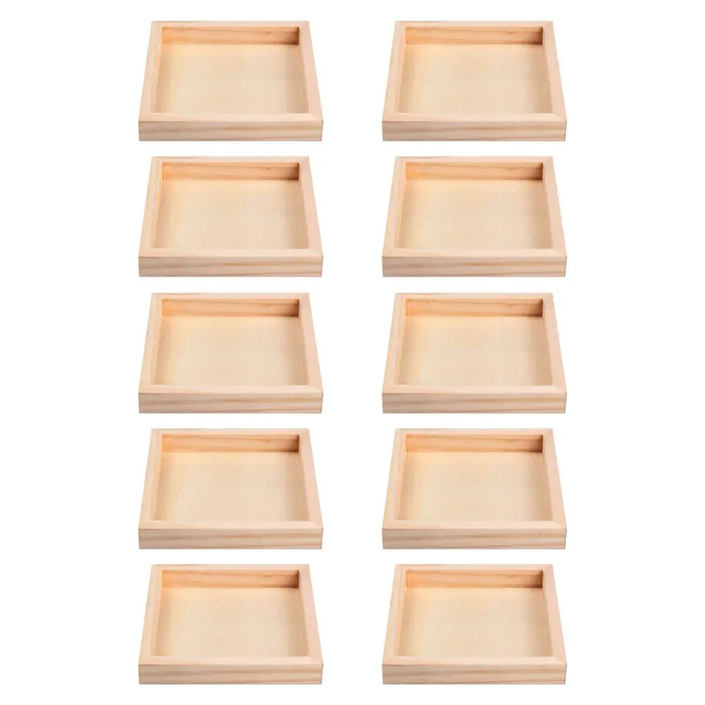 

10Pcs Wooden Tray Natural Unfinished Wood Storage Organizer for 3D Puzzles Blocks Sorting Display Home Sundries