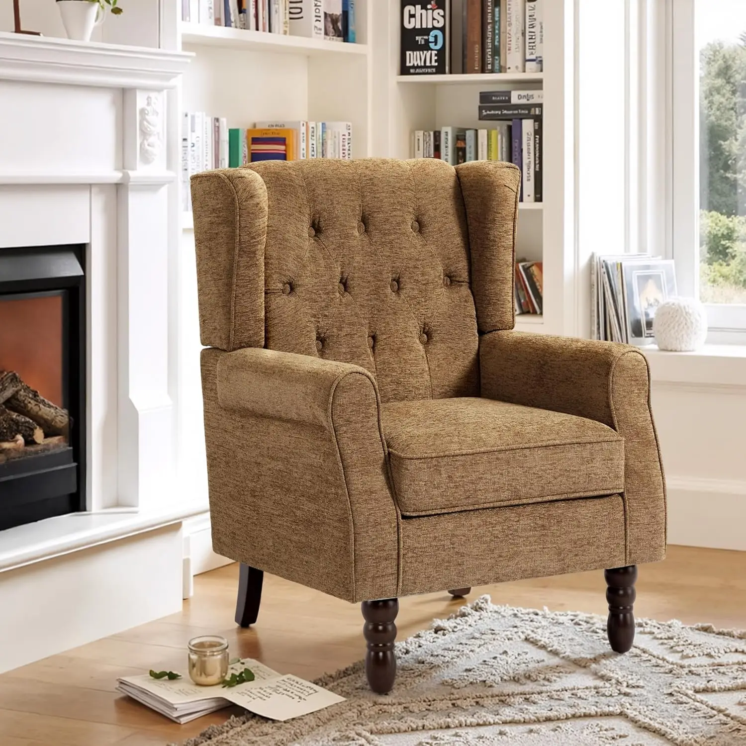 Gray High Back Upholstered Wingback Accent Chair Comfy Upholstery for Small Space Living Room Bedroom Office Customized