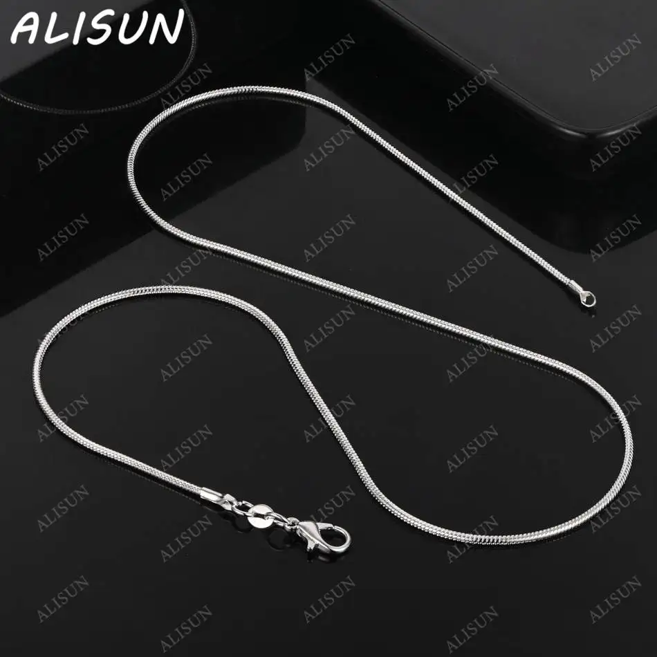 

ALISUN 925 Sterling Silver 40-75cm 2mm Chain Necklace For Women Men Anniversary Gift Popular Wild Fashion Romantic Jewelry