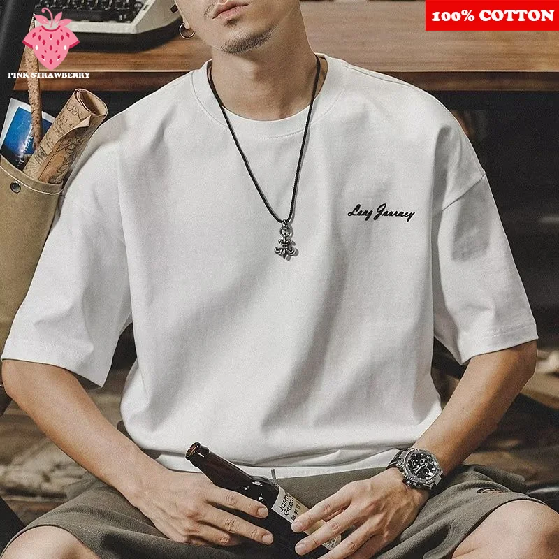 

Fashion Letter Print jumper 100% Cotton T-shirt Men's Casual Comfort Solid Color Short Sleeve T-shirt Gym Sport Top Mens Clothes