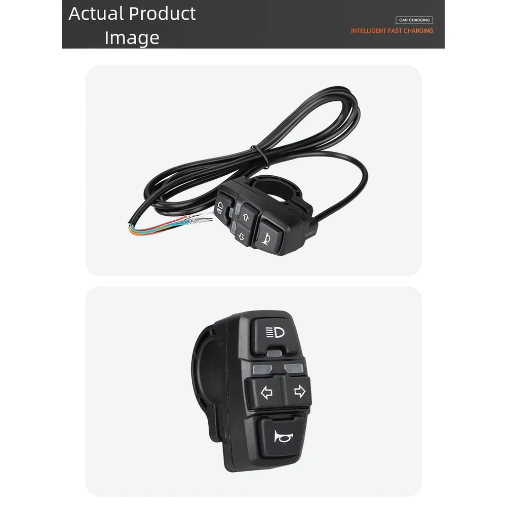 Ebike Lamp For Horn Switch For Motorcycle Button Can Control Turn Signal Light Plastic Black Car Accessories Easy To Use