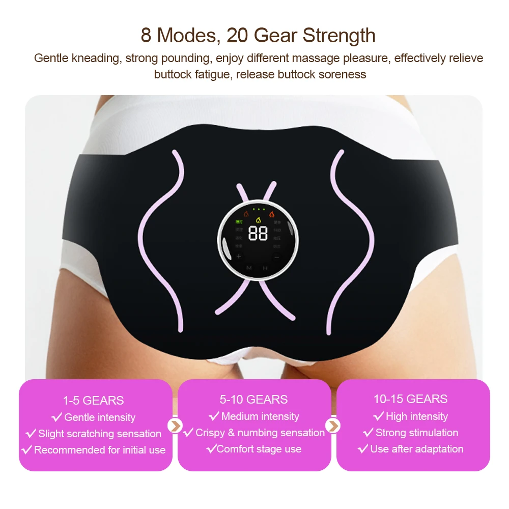 EMS Electric Hip Trainer Peach Buttocks Shaping Hip Muscle Lifting Firming Massage Machine Buttock Muscle Enlargement Stimulator