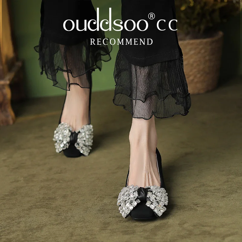 Ods Women Casual Flats Shoes Real Leather Comfort Low Heels Shoes Vintage Studded Straps Square Toe Office Lady Spring Summer 40
