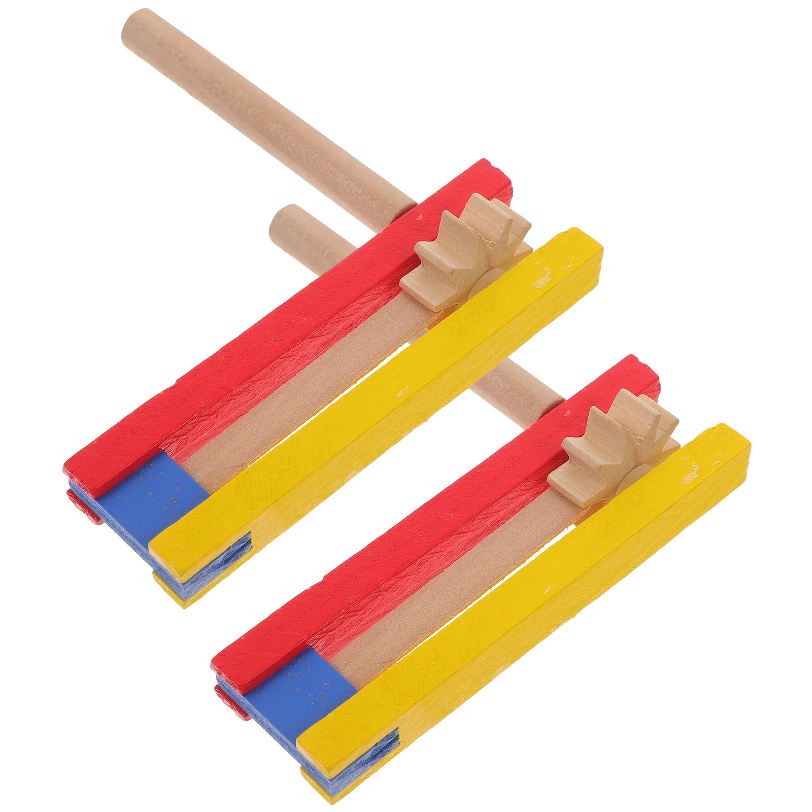 2 Pcs Hand Castanet Instruments Wooden Clapper Percussion Crank Children Kids Toys