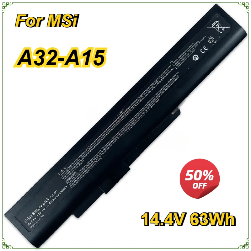 Laptop Battery for DNS (0154706)  E6201 E6222 X6815 Laptop Battery for MSi A32-A15 A42-A15 A41-A15  8Cells 14.4V