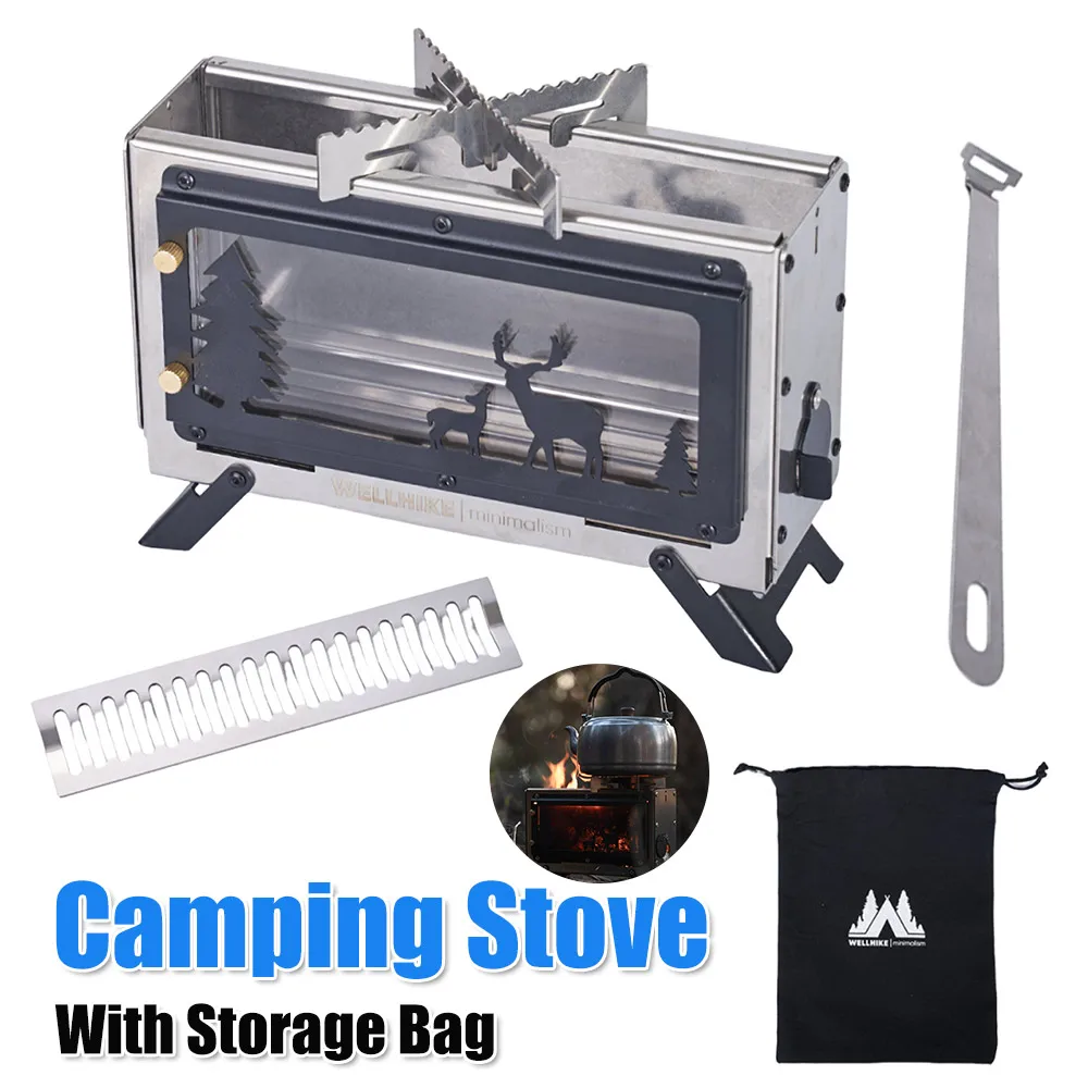 

Складная походная печь на дровах с сумкой для хранения, мини-печь на дровах для приготовления пищи, барбекю во дворе, туризма, пикника, походов