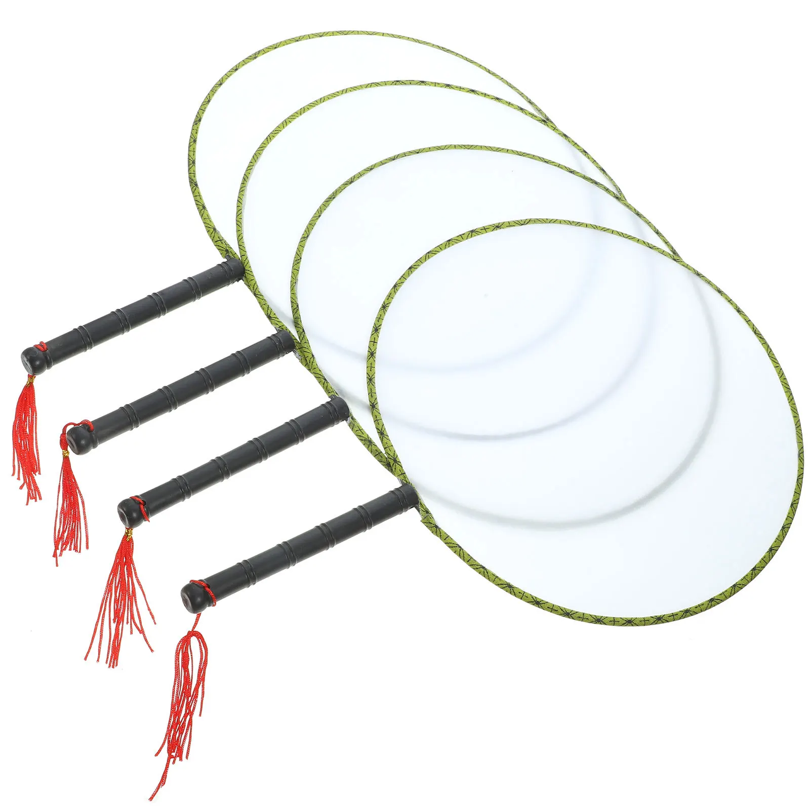 4Pcs Blank Children's Drawing Fan Spun Silk Portable DIY Painting Fan Art Craft Supplies Gift for Kids Hand Eye Coordination